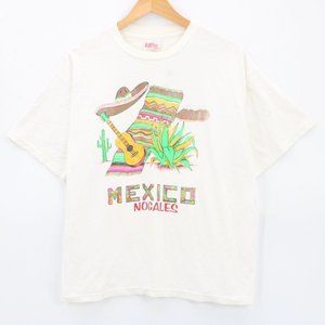 Vintage LOBO Shirt Mens White Short Sleeve MEXICO Nogales Graphic Logo XL 90's